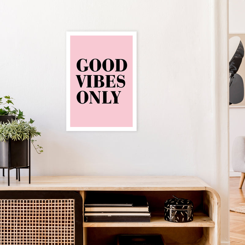 Good Vibes Only Neon Funk  Art Print by Pixy Paper A2 Black Frame
