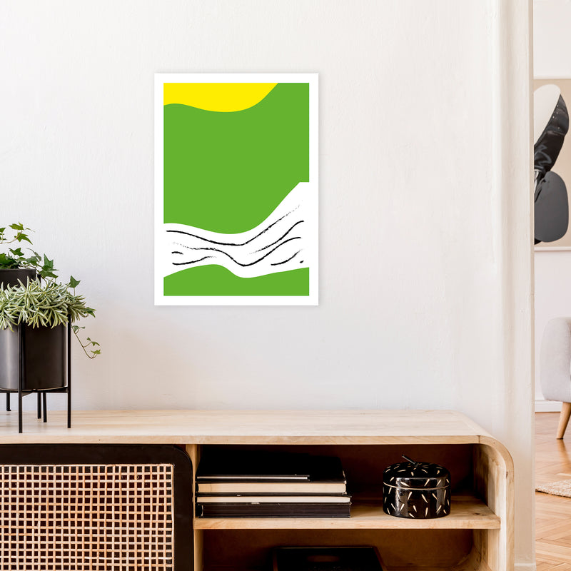 Green Lines Neon Funk  Art Print by Pixy Paper A2 Black Frame