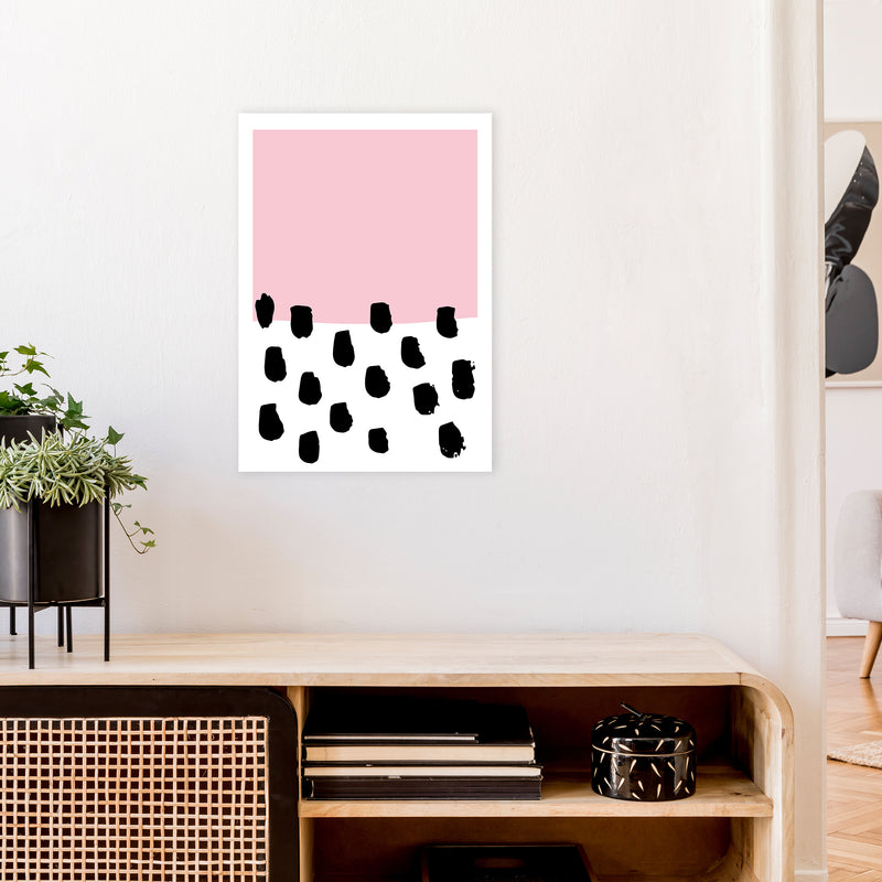 Pink Polka Neon Funk  Art Print by Pixy Paper A2 Black Frame