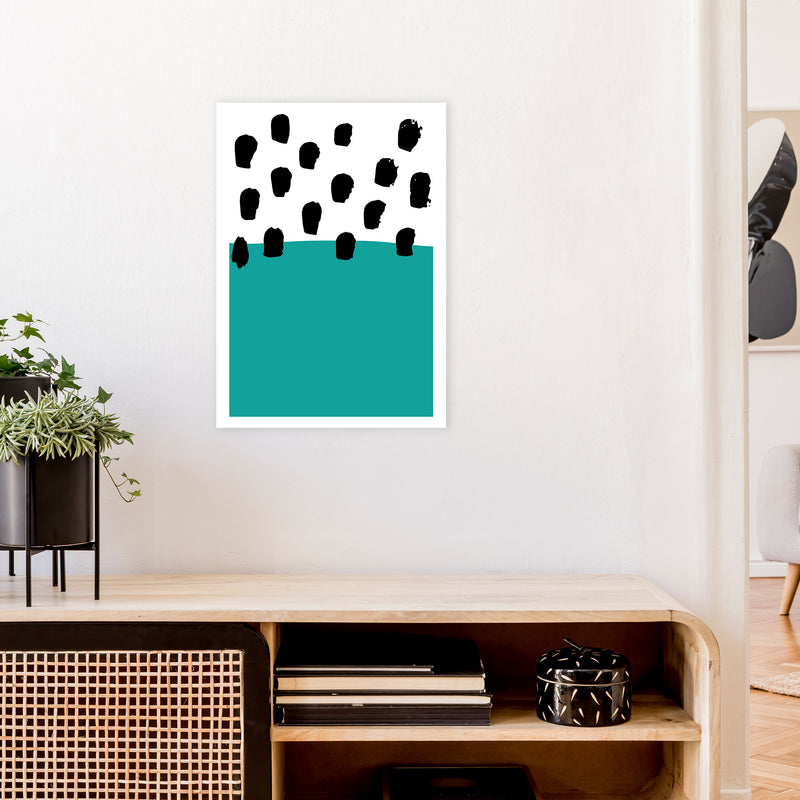 Teal Polka Neon Funk  Art Print by Pixy Paper A2 Black Frame