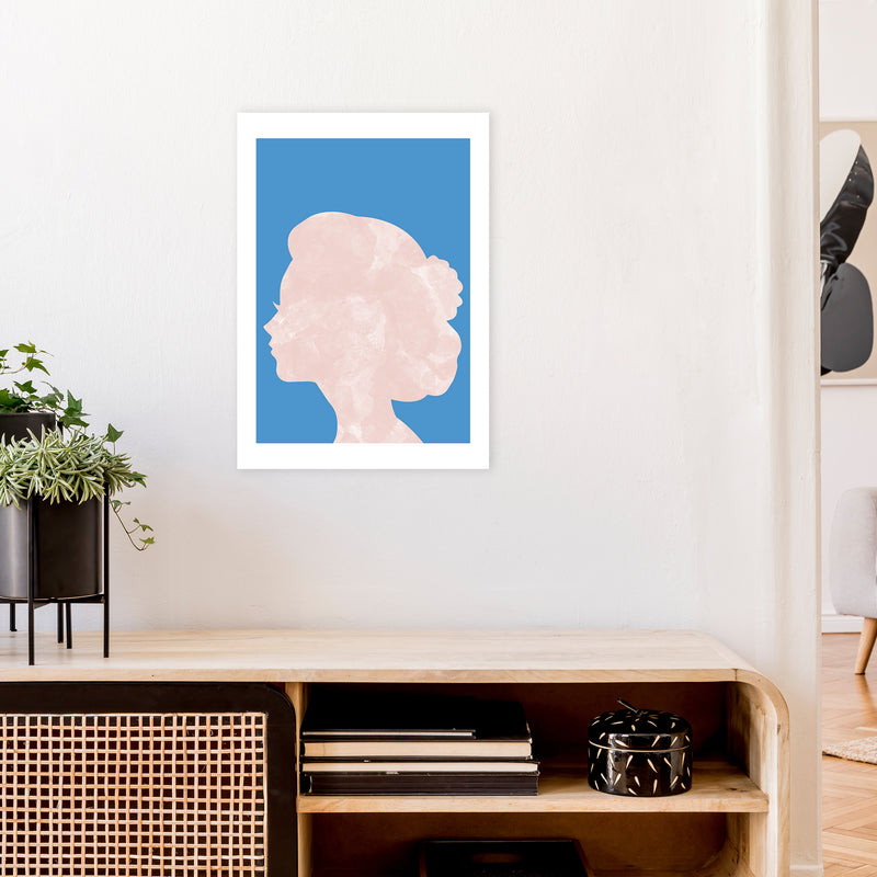 Marble Head Blue  Art Print by Pixy Paper A2 Black Frame