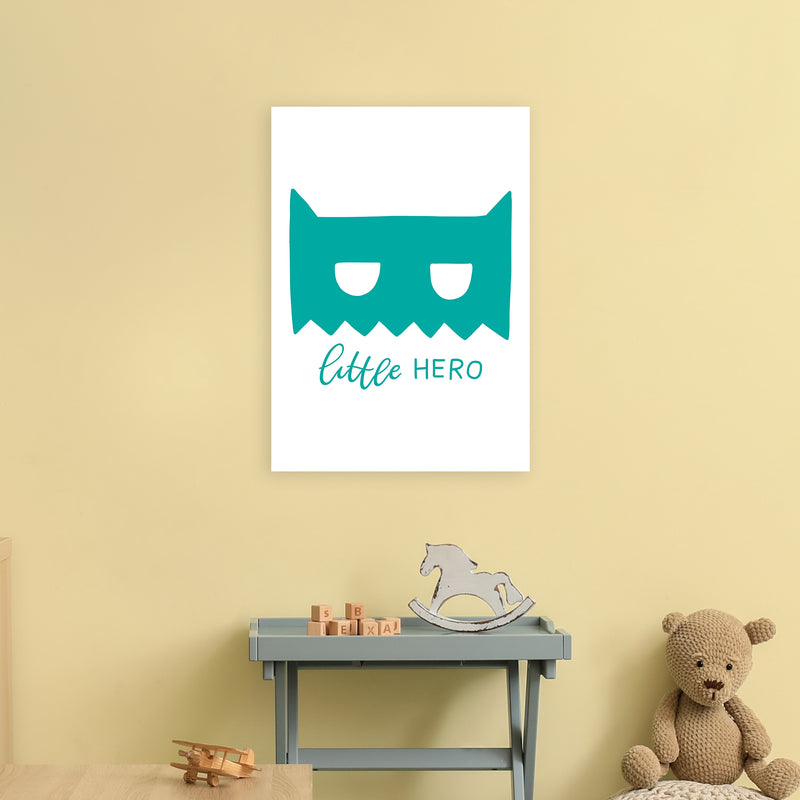 Little Hero Mask Teal Super Scandi  Art Print by Pixy Paper A2 Black Frame