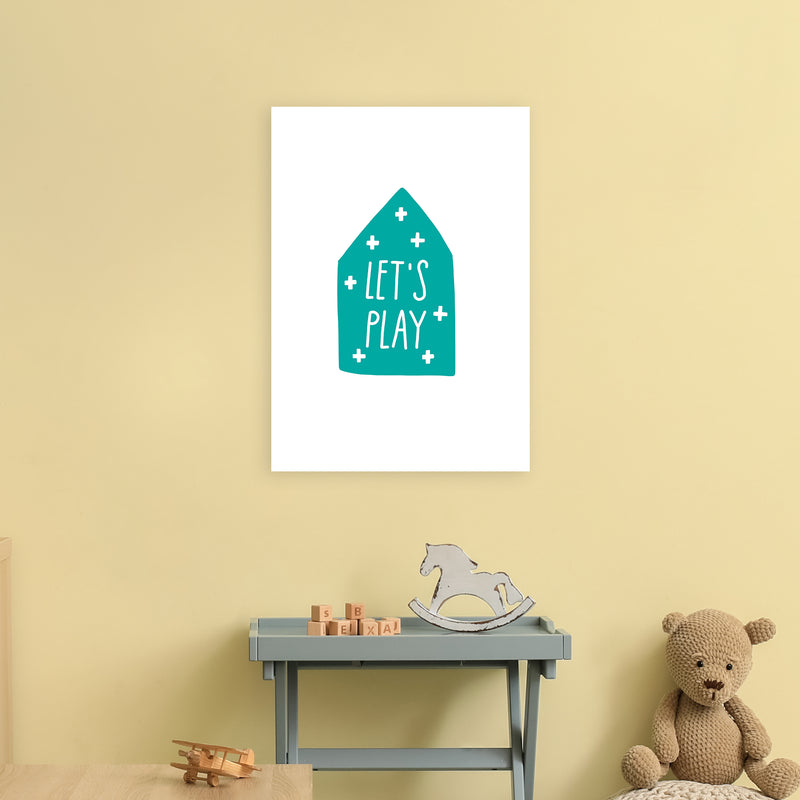 Let'S Play House Teal Super Scandi  Art Print by Pixy Paper A2 Black Frame
