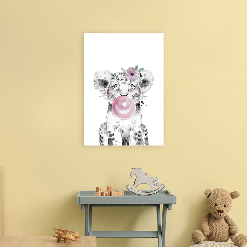 Safari Babies Tiger With Bubble  Art Print by Pixy Paper A2 Black Frame