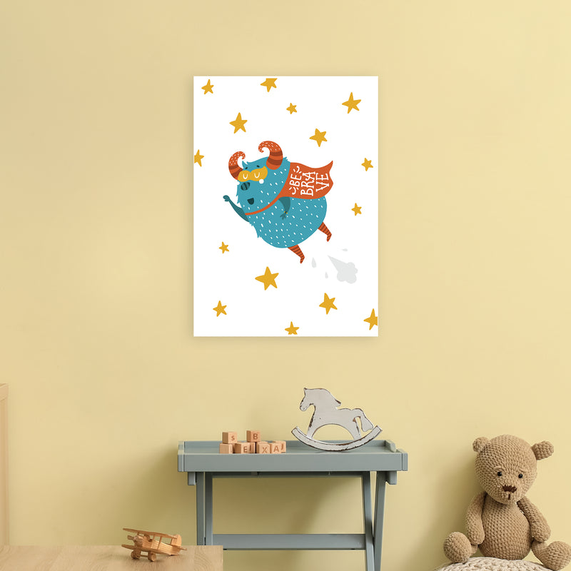 Little Monsters Flying Be Brave  Art Print by Pixy Paper A2 Black Frame