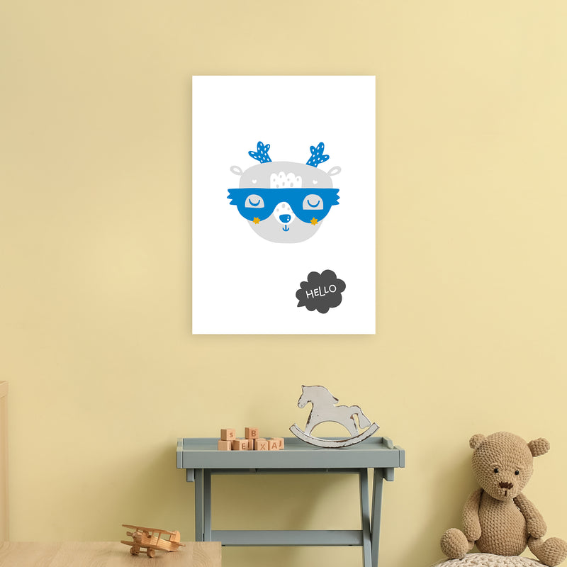 Hello Animal Blue Super Scandi  Art Print by Pixy Paper A2 Black Frame