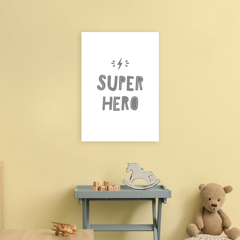 Super Hero Grey Super Scandi  Art Print by Pixy Paper A2 Black Frame