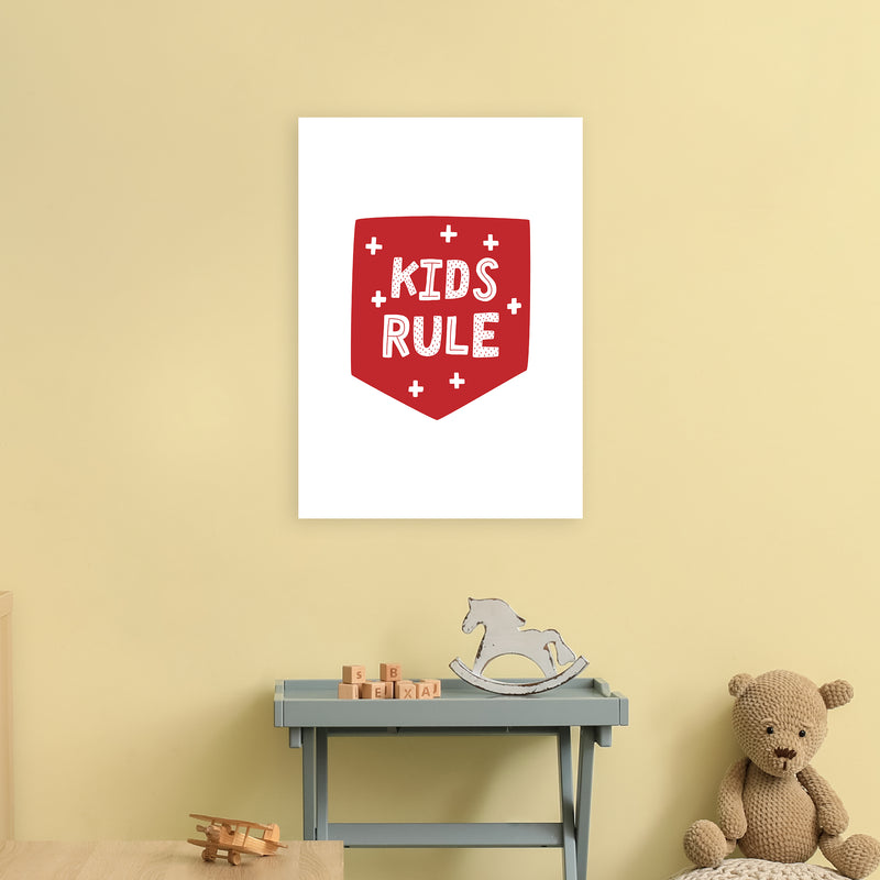 Kids Rule Red Super Scandi  Art Print by Pixy Paper A2 Black Frame