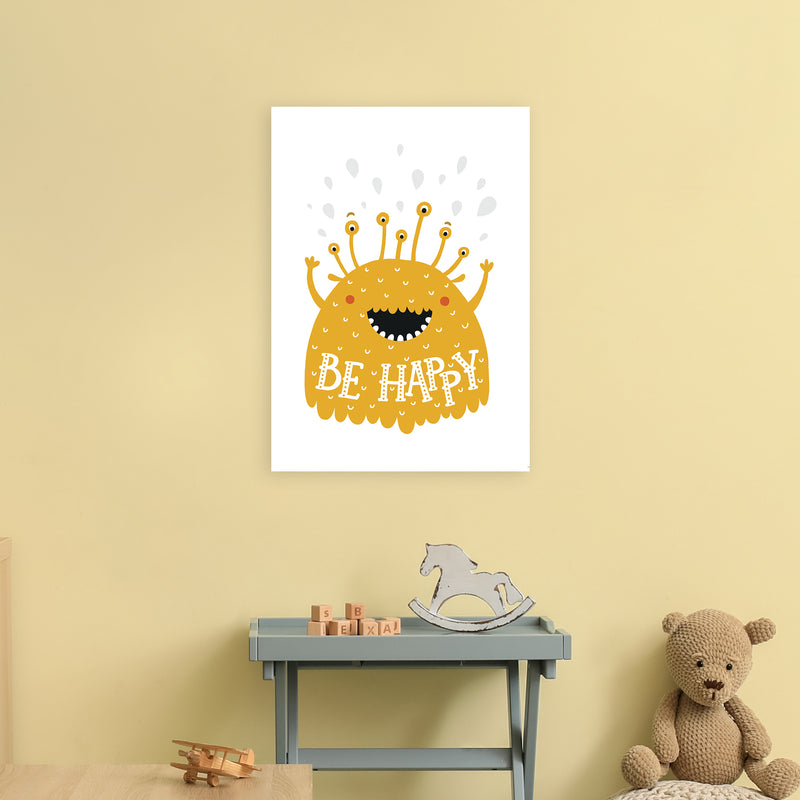 Little Monsters Be Happy  Art Print by Pixy Paper A2 Black Frame