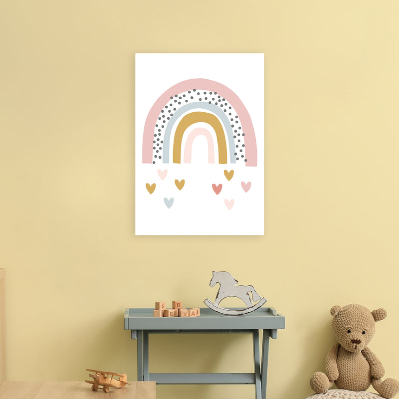 Rainbow With Heart Drops  Art Print by Pixy Paper A2 Black Frame