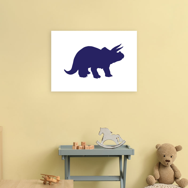 Triceratops Navy  Art Print by Pixy Paper A2 Black Frame