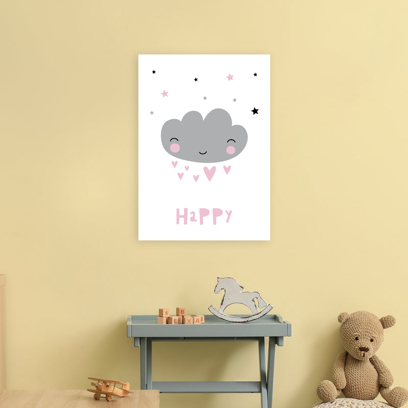 Happy Cloud  Art Print by Pixy Paper A2 Black Frame