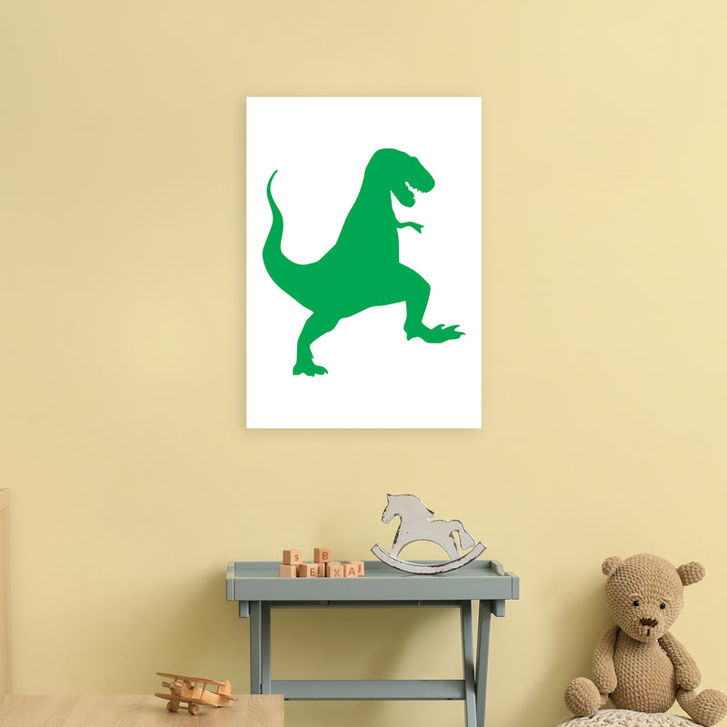 T-Rex Green  Art Print by Pixy Paper A2 Black Frame