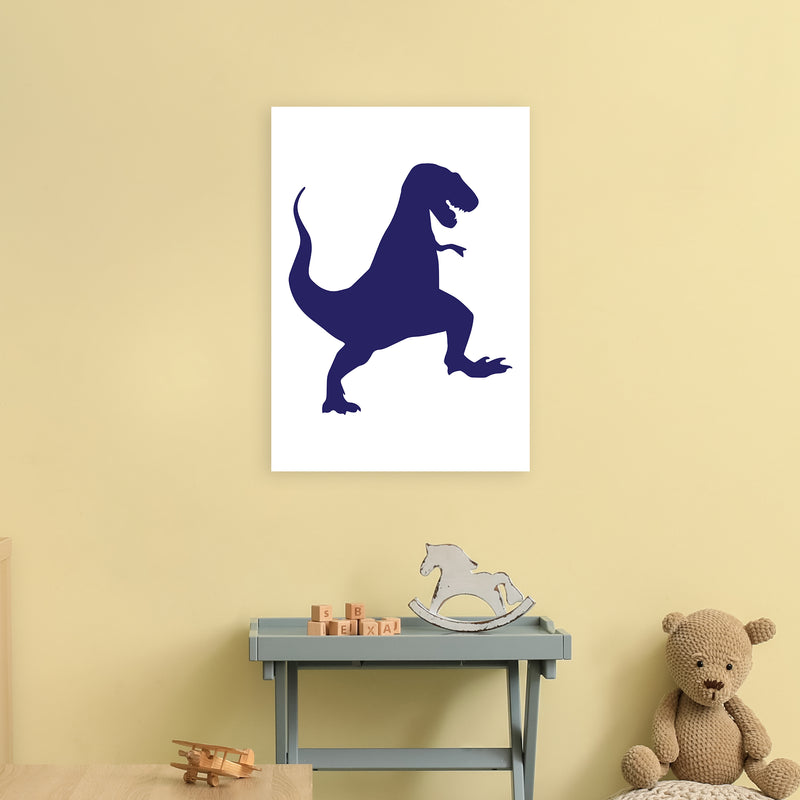 T-Rex Navy  Art Print by Pixy Paper A2 Black Frame