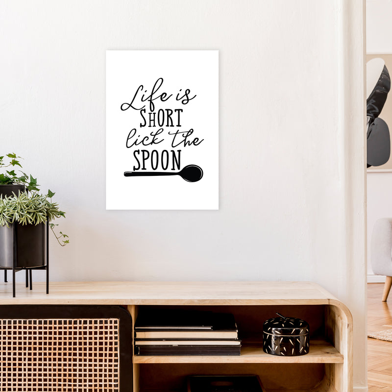 Life Is Short Lick The Spoon  Art Print by Pixy Paper A2 Black Frame