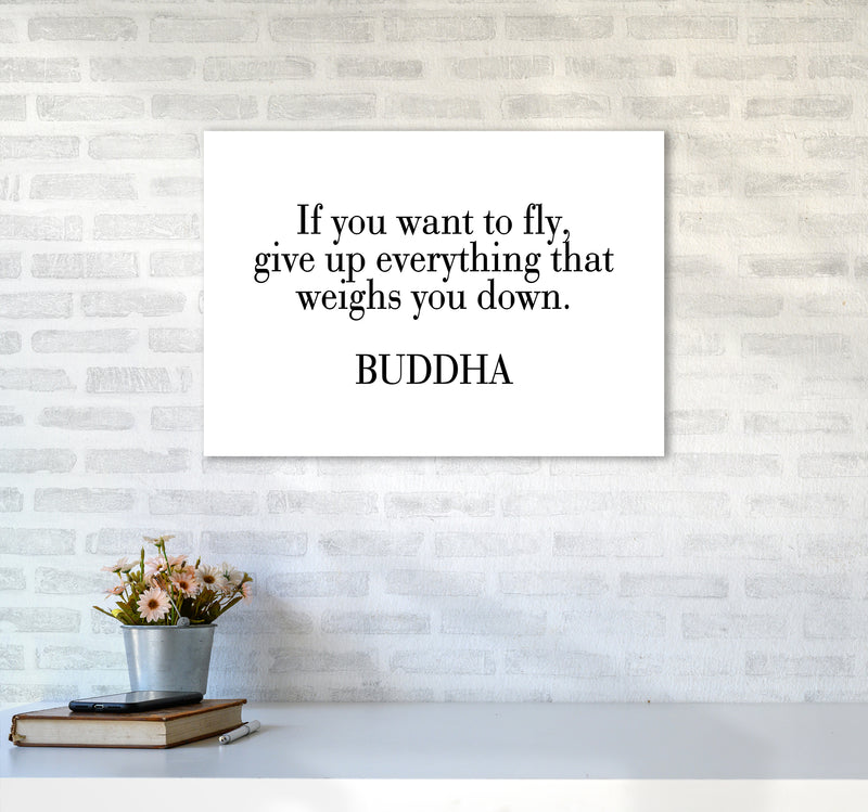 If You Want To Fly - Buddha  Art Print by Pixy Paper A2 Black Frame