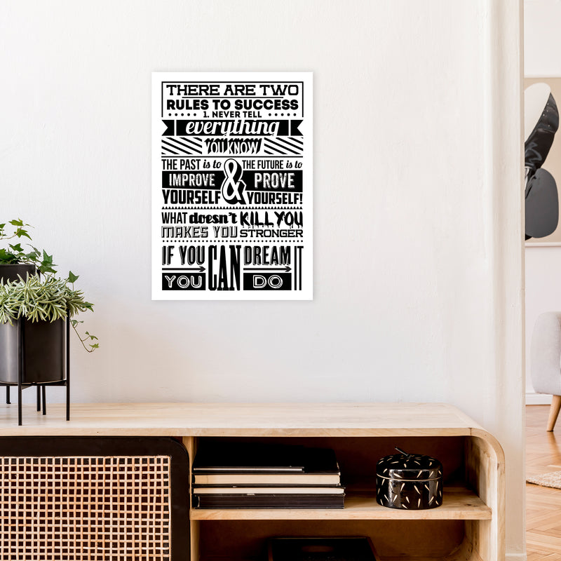 Rules To Success Vintage  Art Print by Pixy Paper A2 Black Frame