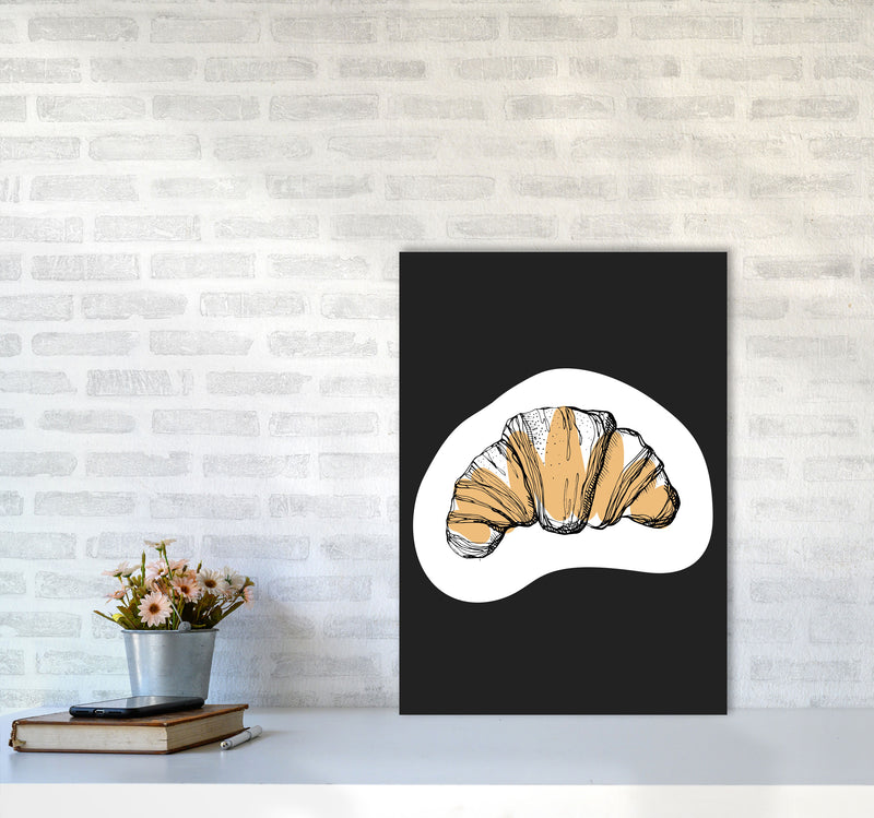 Kitchen Pop Croissant Off Black Art Print by Pixy Paper A2 Black Frame