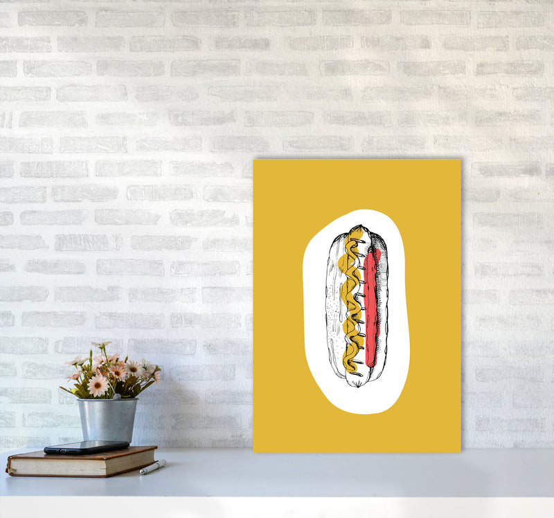 Kitchen Pop Hot Dog Mustard Art Print by Pixy Paper A2 Black Frame