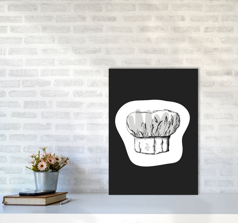 Kitchen Pop Chef's Hat Off Black Art Print by Pixy Paper A2 Black Frame