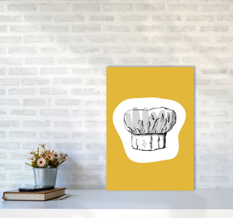 Kitchen Pop Chef's Hat Mustard Art Print by Pixy Paper A2 Black Frame