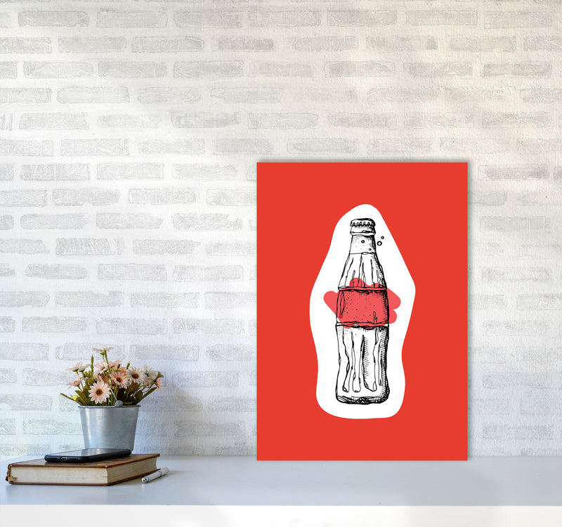 Kitchen Pop Cola Red Art Print by Pixy Paper A2 Black Frame