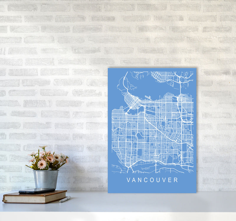 Vancouver Map Blueprint Art Print by Pixy Paper A2 Black Frame