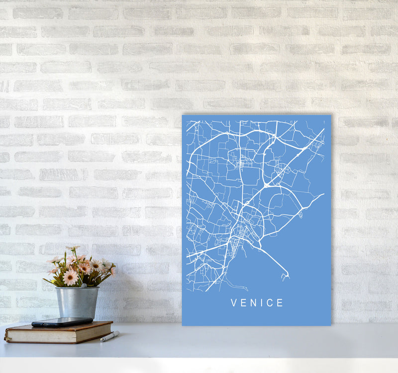 Venice Map Blueprint Art Print by Pixy Paper A2 Black Frame