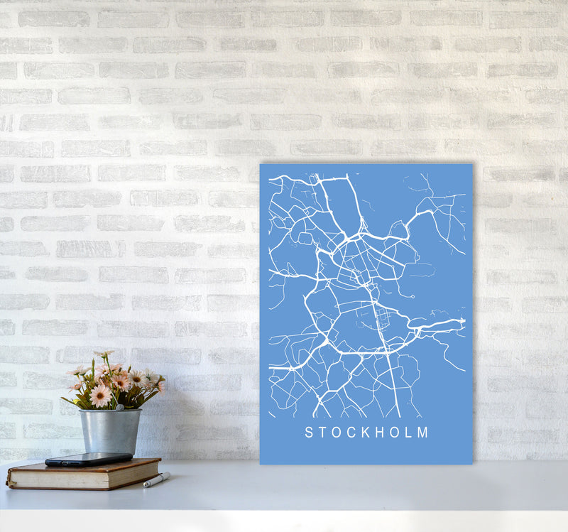 Stockholm Map Blueprint Art Print by Pixy Paper A2 Black Frame