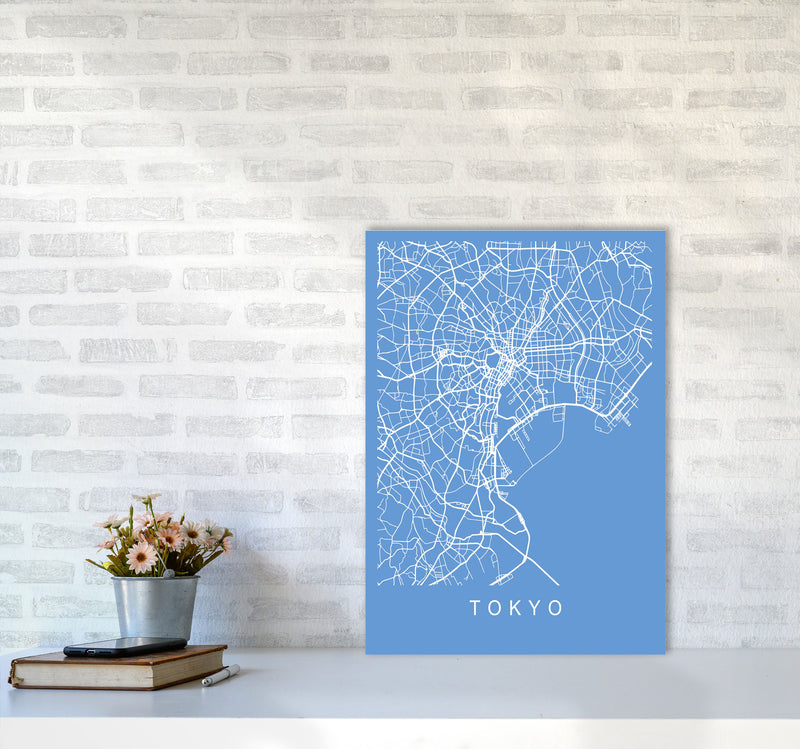 Tokyo Map Blueprint Art Print by Pixy Paper A2 Black Frame