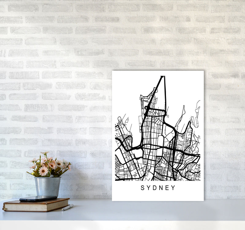 Sydney Map Art Print by Pixy Paper A2 Black Frame