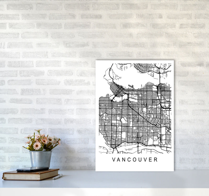 Vancouver Map Art Print by Pixy Paper A2 Black Frame