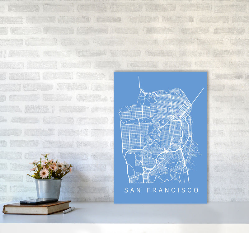San Francisco Map Blueprint Art Print by Pixy Paper A2 Black Frame