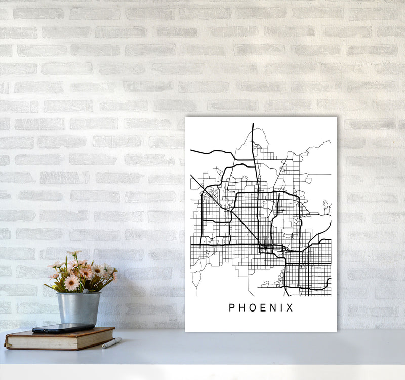 Phoenix Map Art Print by Pixy Paper A2 Black Frame