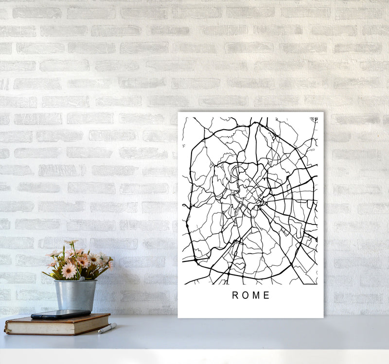 Rome Map Art Print by Pixy Paper A2 Black Frame
