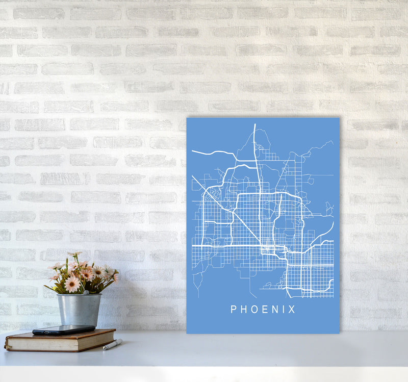 Phoenix Map Blueprint Art Print by Pixy Paper A2 Black Frame