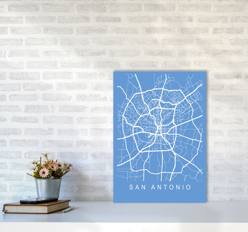 San Antonio Map Blueprint Art Print by Pixy Paper A2 Black Frame