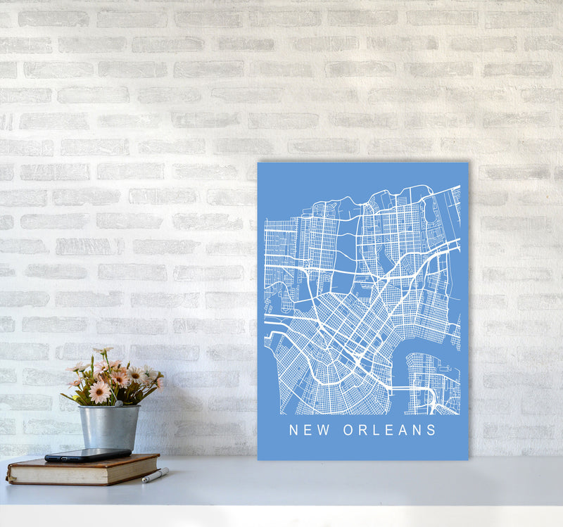 New Orleans Map Blueprint Art Print by Pixy Paper A2 Black Frame