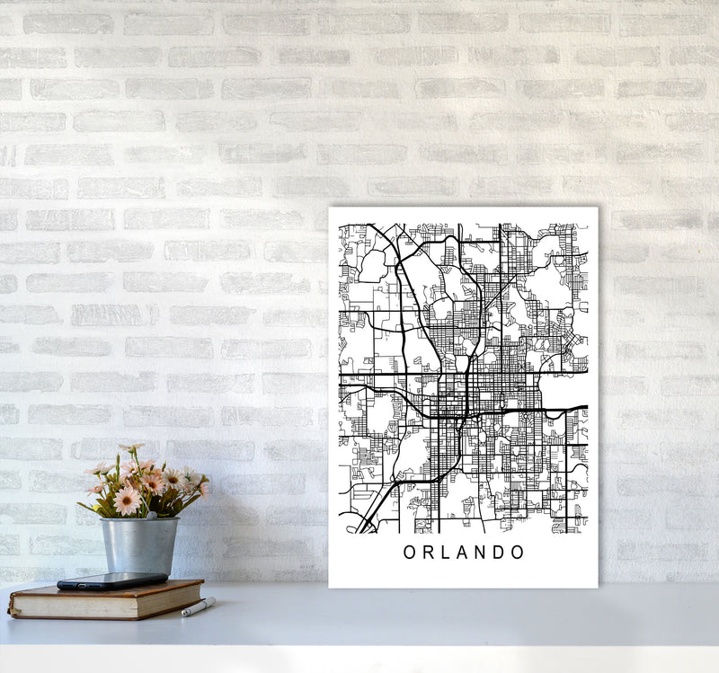 Orlando Map Art Print by Pixy Paper A2 Black Frame