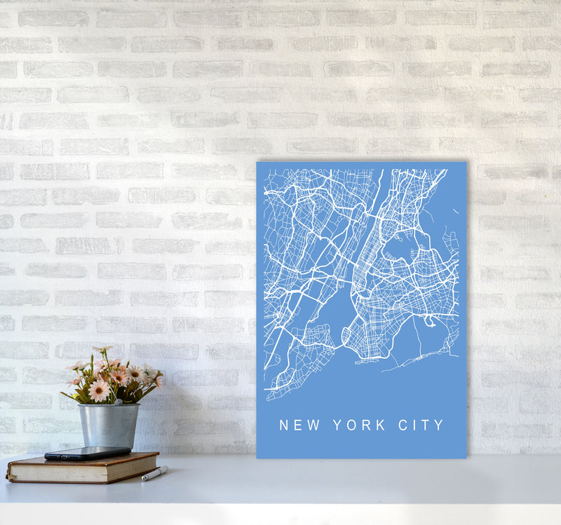 New York City Map Blueprint Art Print by Pixy Paper A2 Black Frame