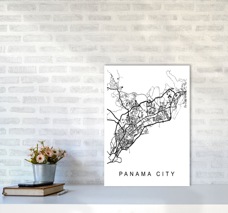 Panama Map Art Print by Pixy Paper A2 Black Frame