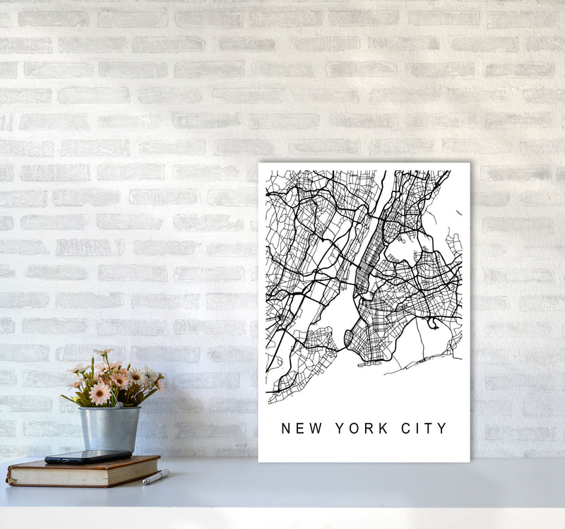 New York City Map Art Print by Pixy Paper A2 Black Frame