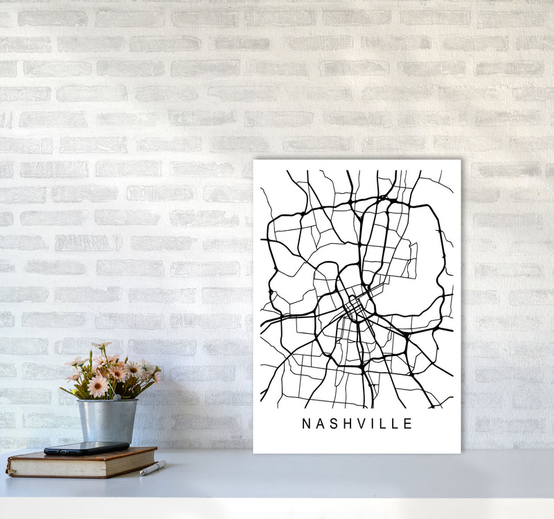 Nashville Map Art Print by Pixy Paper A2 Black Frame