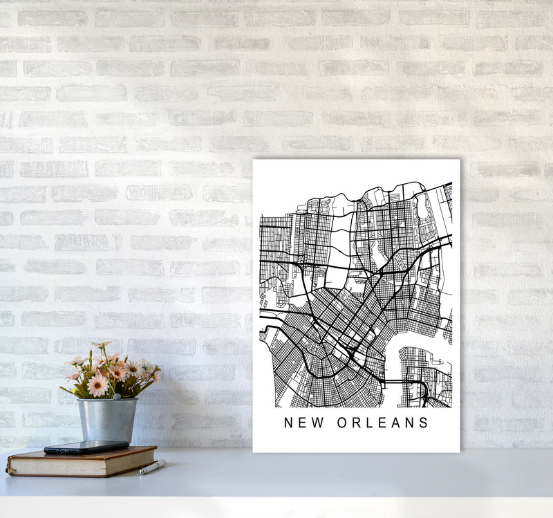 New Orleans Map Art Print by Pixy Paper A2 Black Frame
