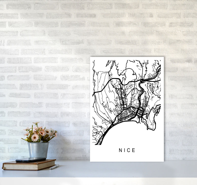 Nice Map Art Print by Pixy Paper A2 Black Frame
