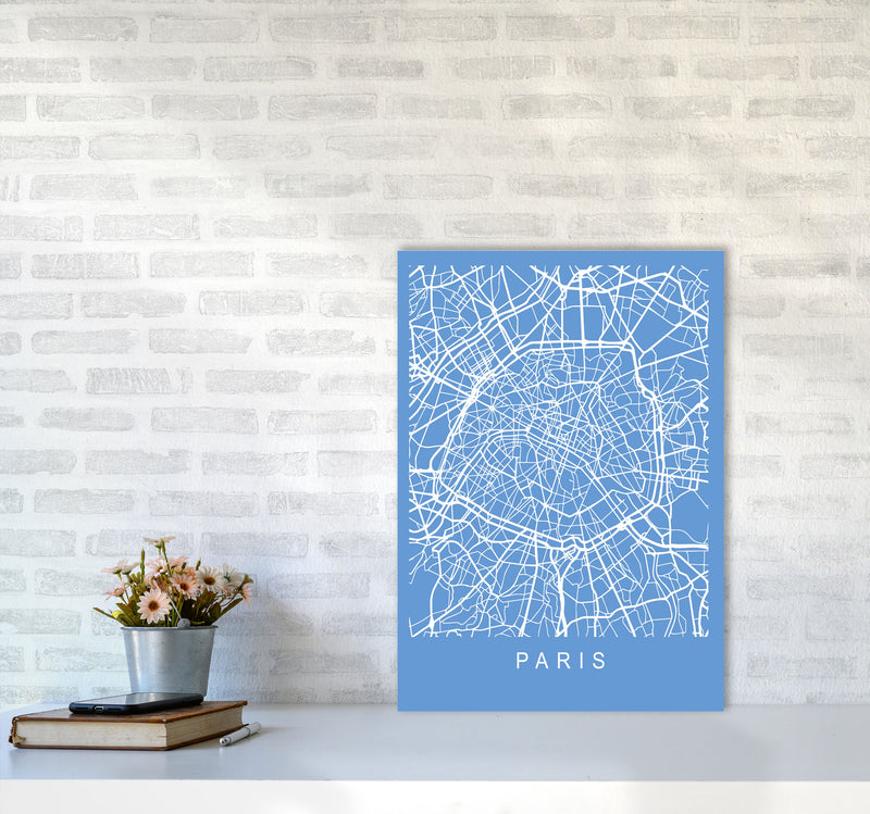 Paris Map Blueprint Art Print by Pixy Paper A2 Black Frame