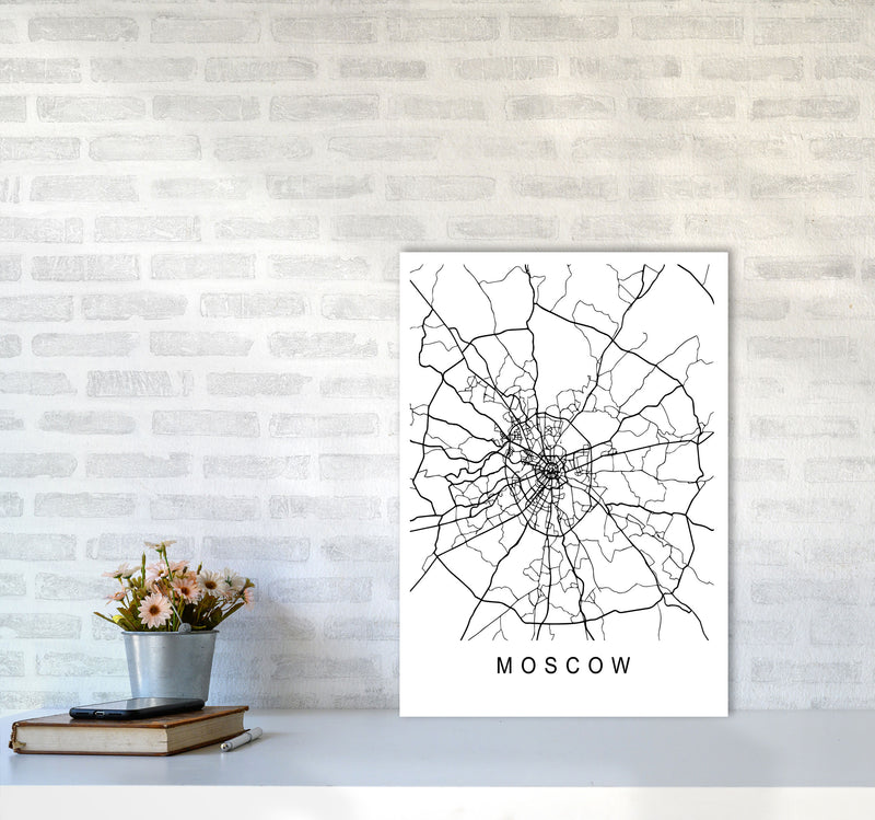 Moscow Map Art Print by Pixy Paper A2 Black Frame