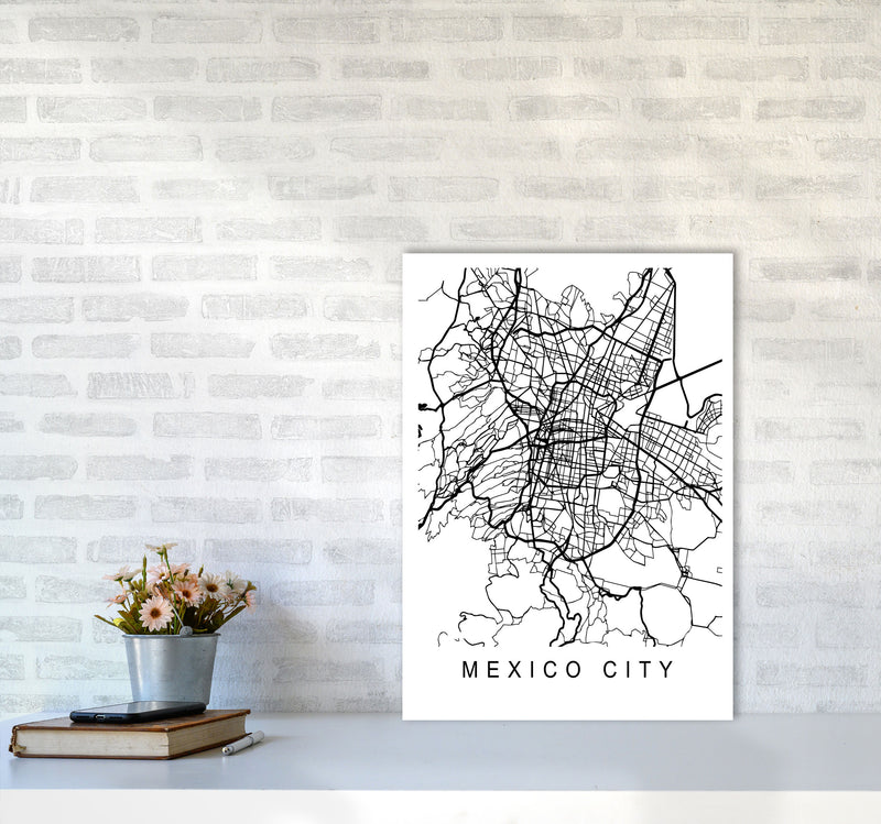 Mexico Map Art Print by Pixy Paper A2 Black Frame