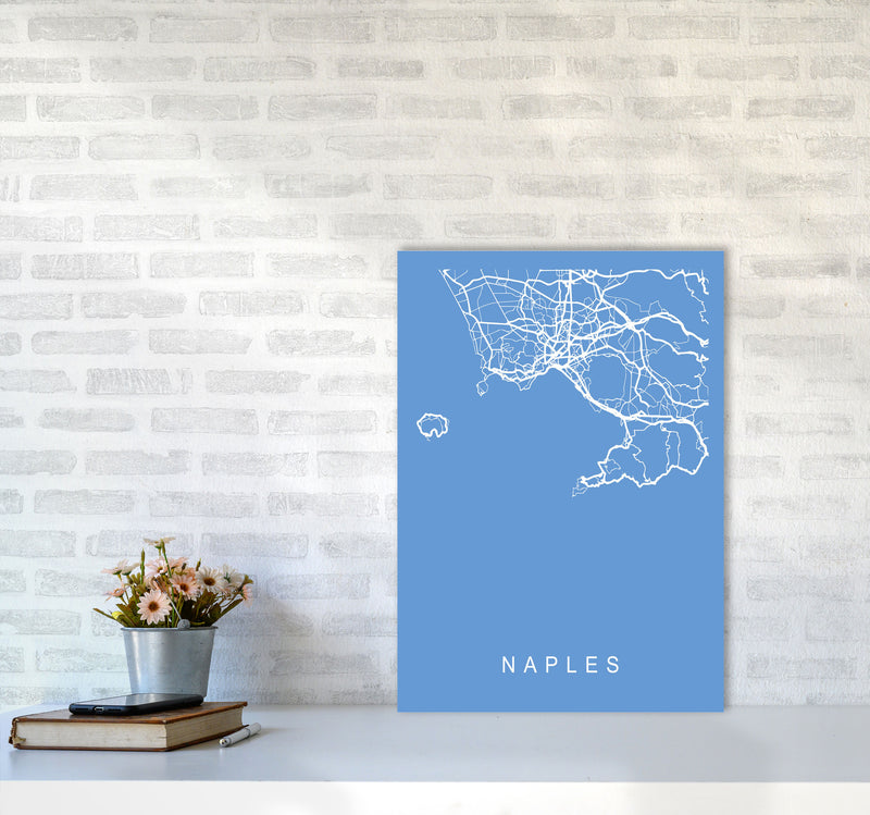 Naples Map Blueprint Art Print by Pixy Paper A2 Black Frame