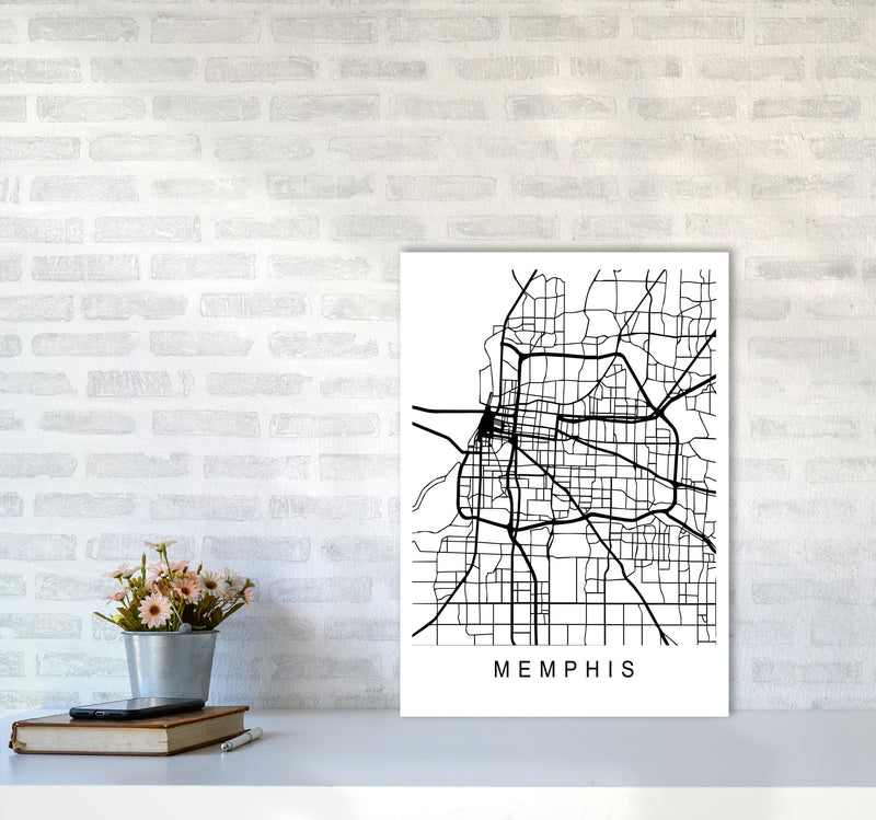 Memphis Map Art Print by Pixy Paper A2 Black Frame